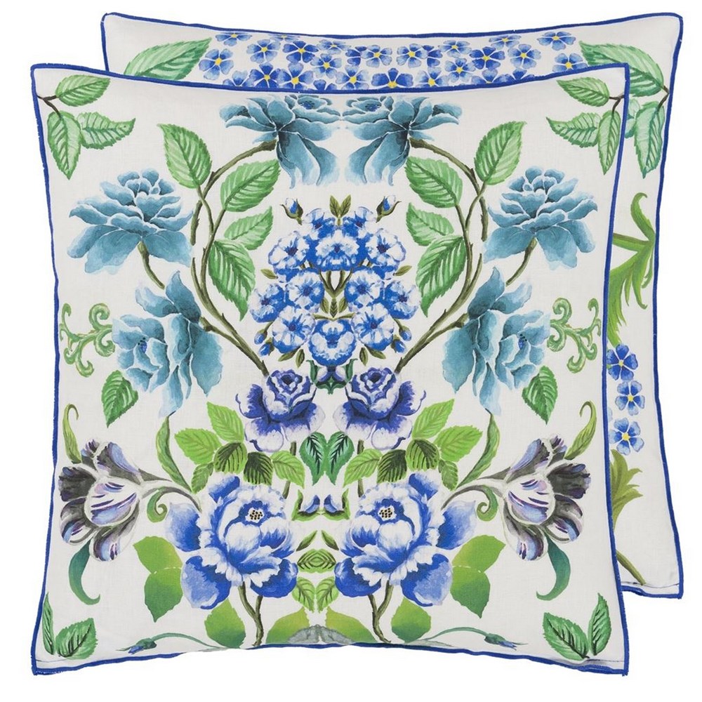 Eleonora Linen Cushion by Designers Guild in Cobalt Blue